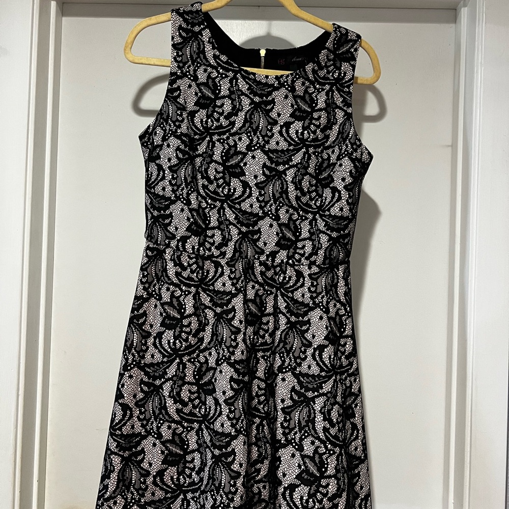 HeartSoul Black and White Lace Midi Dress